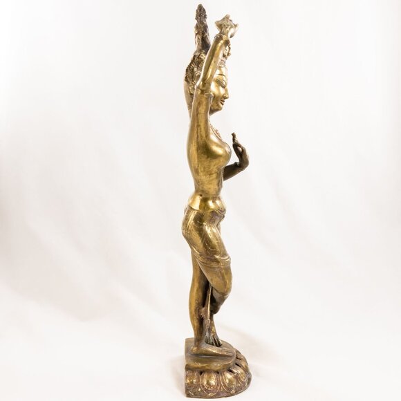 Vintage Bronze Apsara Statue Graceful Celestial Dancer Hindu/Buddhist Art 20.5in - Picture 4 of 7